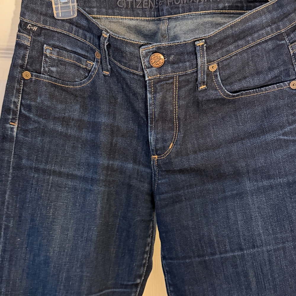 Citizens Of Humanity ELSON Dark Blue Straight Leg Fringe Jeans